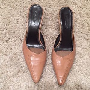 Cole Haan leather camel pointy mules Sz 10